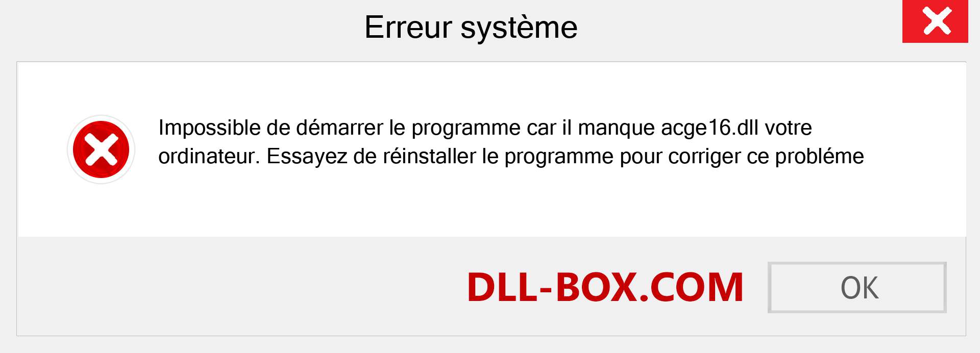 Le fichier acge16.dll est manquant ?. Télécharger pour Windows 7, 8, 10 - Correction de l'erreur manquante acge16 dll sur Windows, photos, images